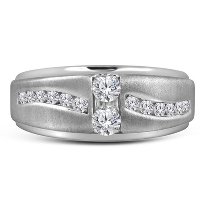 14k White Gold Round Diamond Wedding Band Ring 5/8 Cttw