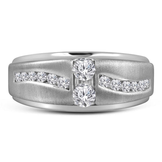 14k White Gold Round Diamond Wedding Band Ring 5/8 Cttw