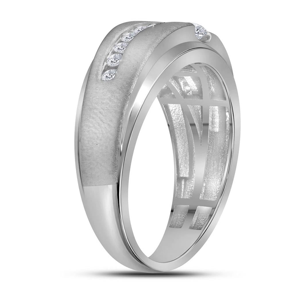 14k White Gold Round Diamond Wedding Band Ring 5/8 Cttw