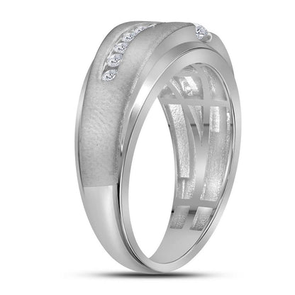 14k White Gold Round Diamond Wedding Band Ring 5/8 Cttw