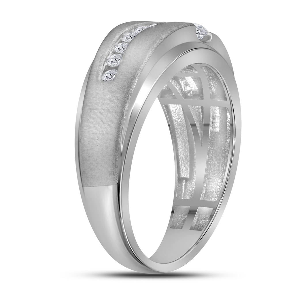 14k White Gold Round Diamond Wedding Band Ring 5/8 Cttw