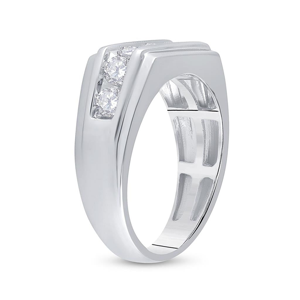 14k White Gold Round Diamond Flat Top Band Ring 1 Cttw