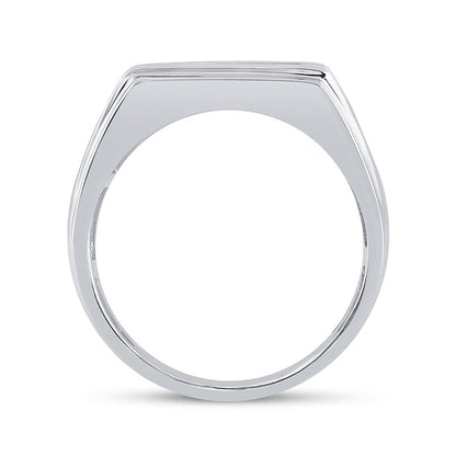 14k White Gold Round Diamond Flat Top Band Ring 1 Cttw