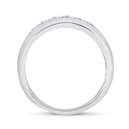 14k White Gold Round Diamond Wedding Black Groove Band Ring 1/2 Cttw