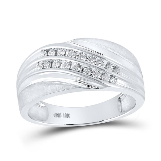 14k White Gold Round Diamond Wedding Band Ring 1/4 Cttw