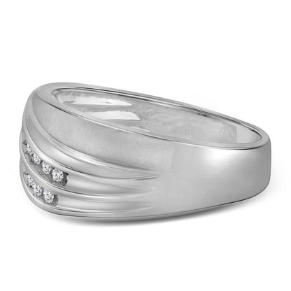 14k White Gold Round Diamond Wedding Band Ring 1/4 Cttw