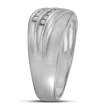 14k White Gold Round Diamond Wedding Band Ring 1/4 Cttw