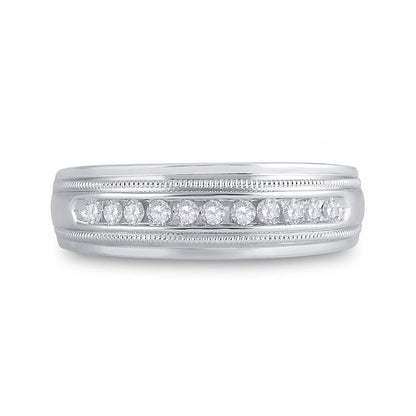 14k White Gold Round Diamond Wedding Single Row Band Ring 1/4 Cttw