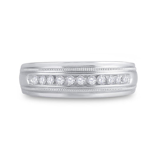 14k White Gold Round Diamond Wedding Single Row Band Ring 1/4 Cttw