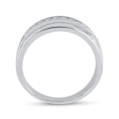 14k White Gold Round Diamond Wedding Single Row Band Ring 1/4 Cttw