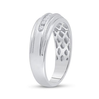 14k White Gold Round Diamond Wedding Single Row Band Ring 1/4 Cttw