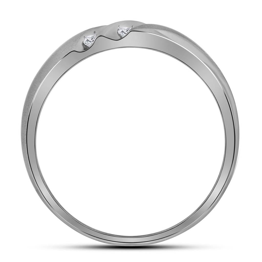 14k White Gold Round Diamond Wedding Double Row Band Ring 1/4 Cttw