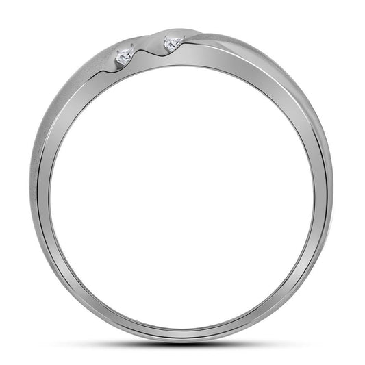 14k White Gold Round Diamond Wedding Double Row Band Ring 1/4 Cttw