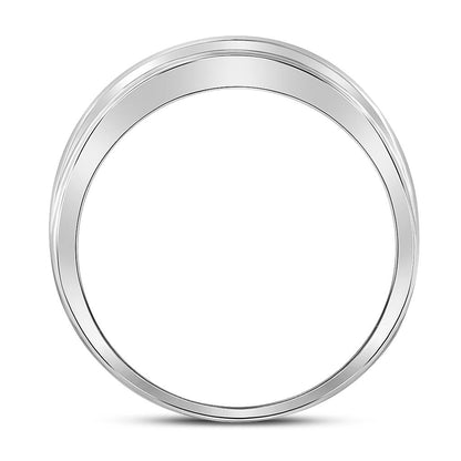 14k White Gold Round Diamond Wedding 2-Row Band Ring 1/4 Cttw