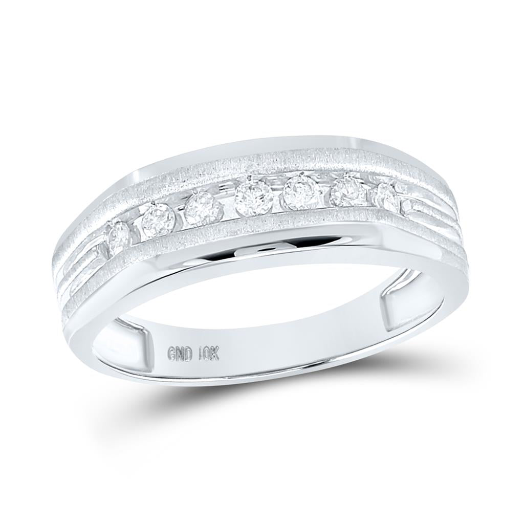 14k White Gold Round Diamond Wedding Single Row Band Ring 1/4 Cttw