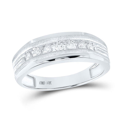 14k White Gold Round Diamond Wedding Single Row Band Ring 1/4 Cttw