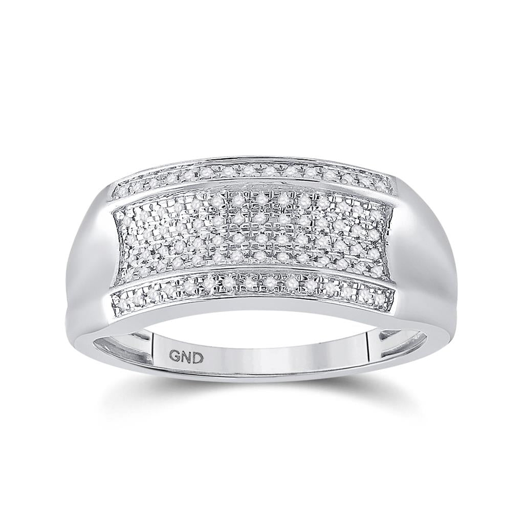 14k White Gold Round Diamond Band Ring 1/6 Cttw