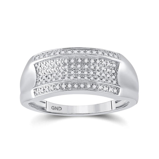 14k White Gold Round Diamond Band Ring 1/6 Cttw