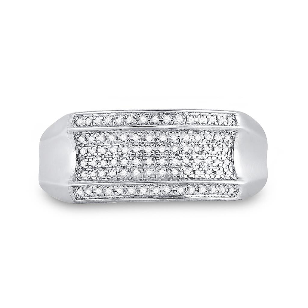 14k White Gold Round Diamond Band Ring 1/6 Cttw