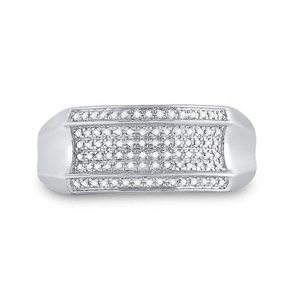 14k White Gold Round Diamond Band Ring 1/6 Cttw