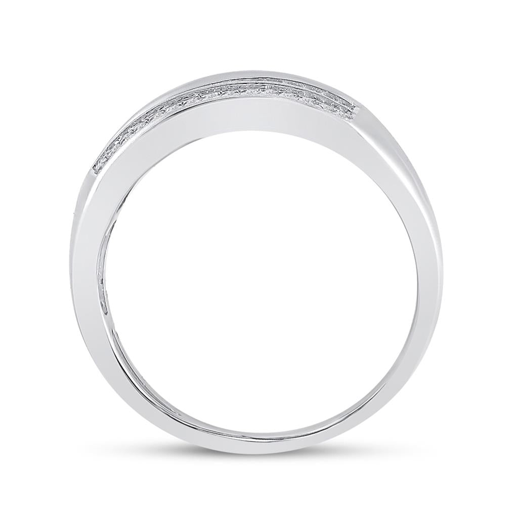 14k White Gold Round Diamond Band Ring 1/6 Cttw
