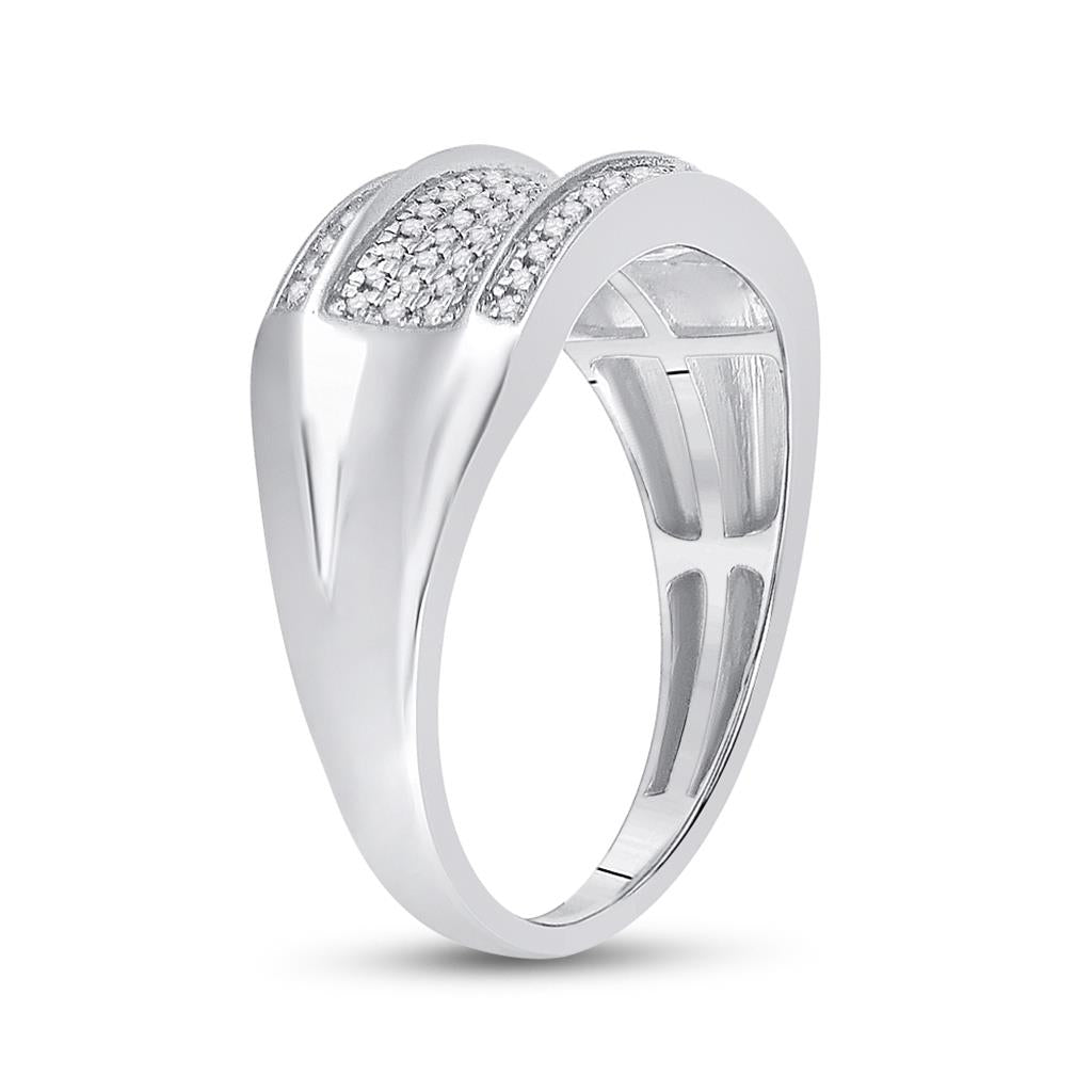 14k White Gold Round Diamond Band Ring 1/6 Cttw