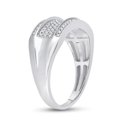 14k White Gold Round Diamond Band Ring 1/6 Cttw