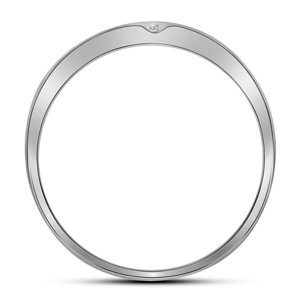 14k White Gold Round Diamond Double Row Slender Wedding Band 1/8 Cttw