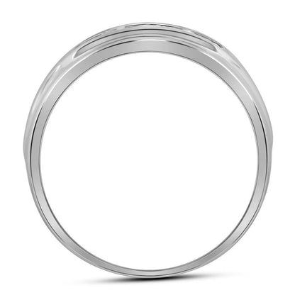 14k White Gold Round Diamond Wedding 5-Stone Band Ring 1/10 Cttw