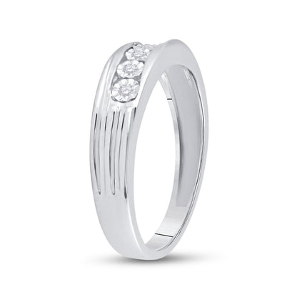 14k White Gold Round Diamond 5-Stone Band Ring 1/10 Cttw