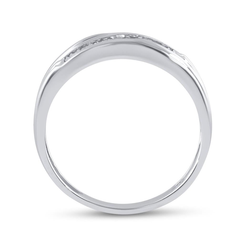 14k White Gold Round Diamond 5-Stone Band Ring 1/10 Cttw