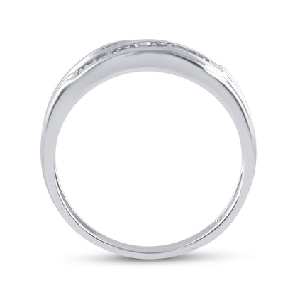 14k White Gold Round Diamond 5-Stone Band Ring 1/10 Cttw