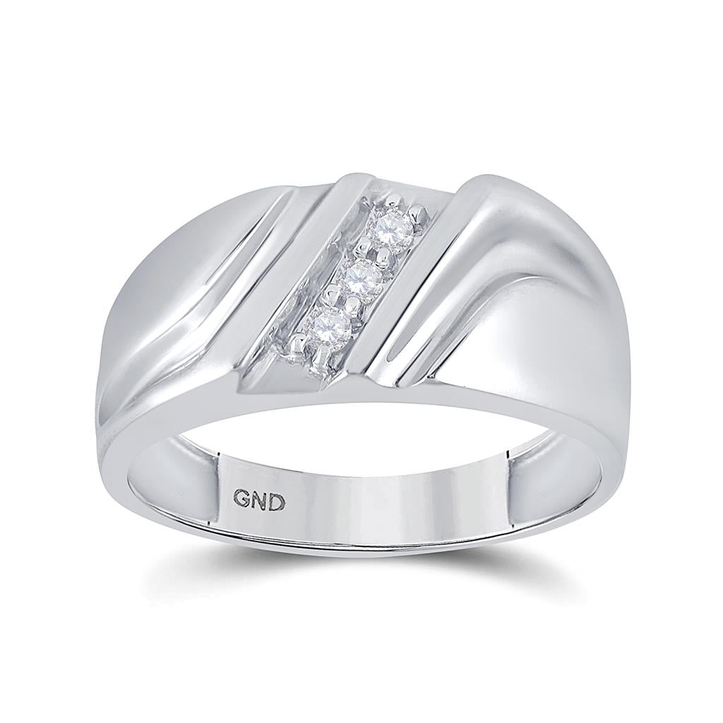 14k White Gold Round Diamond Wedding Single Row Band Ring 1/10 Cttw