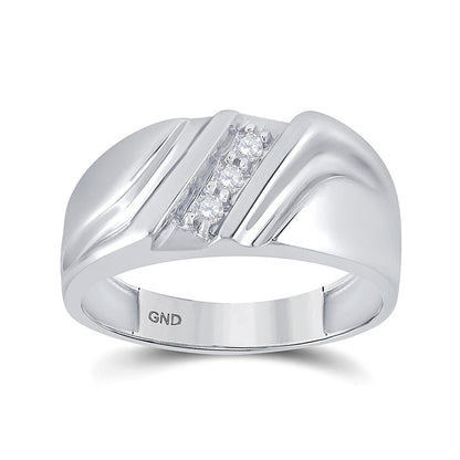 14k White Gold Round Diamond Wedding Single Row Band Ring 1/10 Cttw