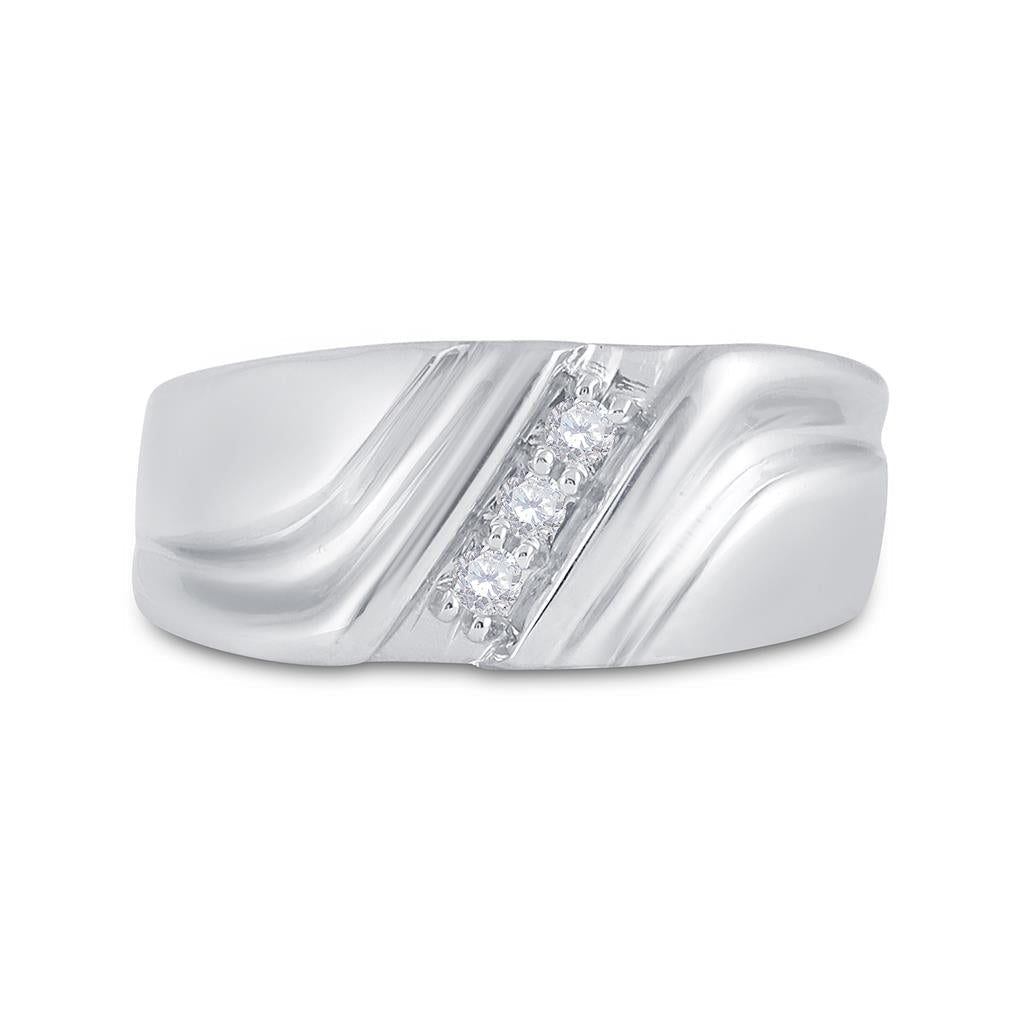 14k White Gold Round Diamond Wedding Single Row Band Ring 1/10 Cttw