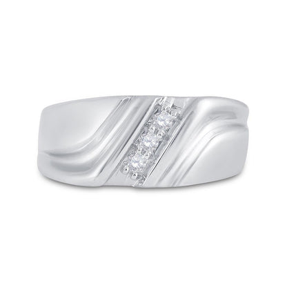 14k White Gold Round Diamond Wedding Single Row Band Ring 1/10 Cttw