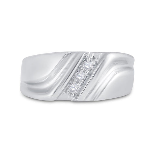 14k White Gold Round Diamond Wedding Single Row Band Ring 1/10 Cttw