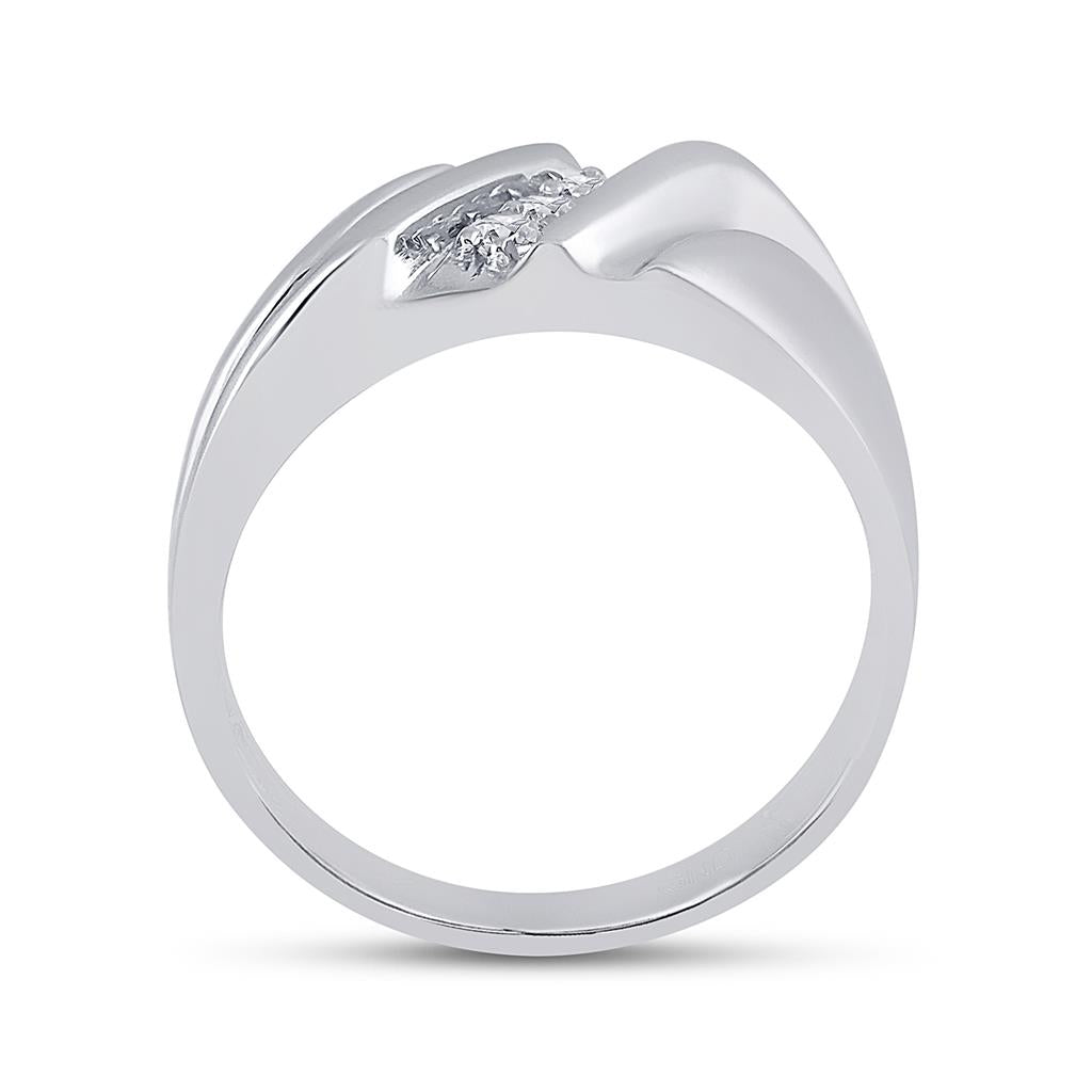 14k White Gold Round Diamond Wedding Single Row Band Ring 1/10 Cttw