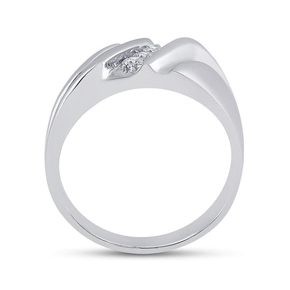 14k White Gold Round Diamond Wedding Single Row Band Ring 1/10 Cttw