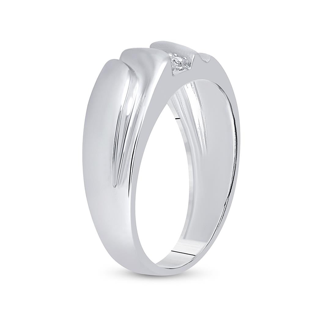 14k White Gold Round Diamond Wedding Single Row Band Ring 1/10 Cttw
