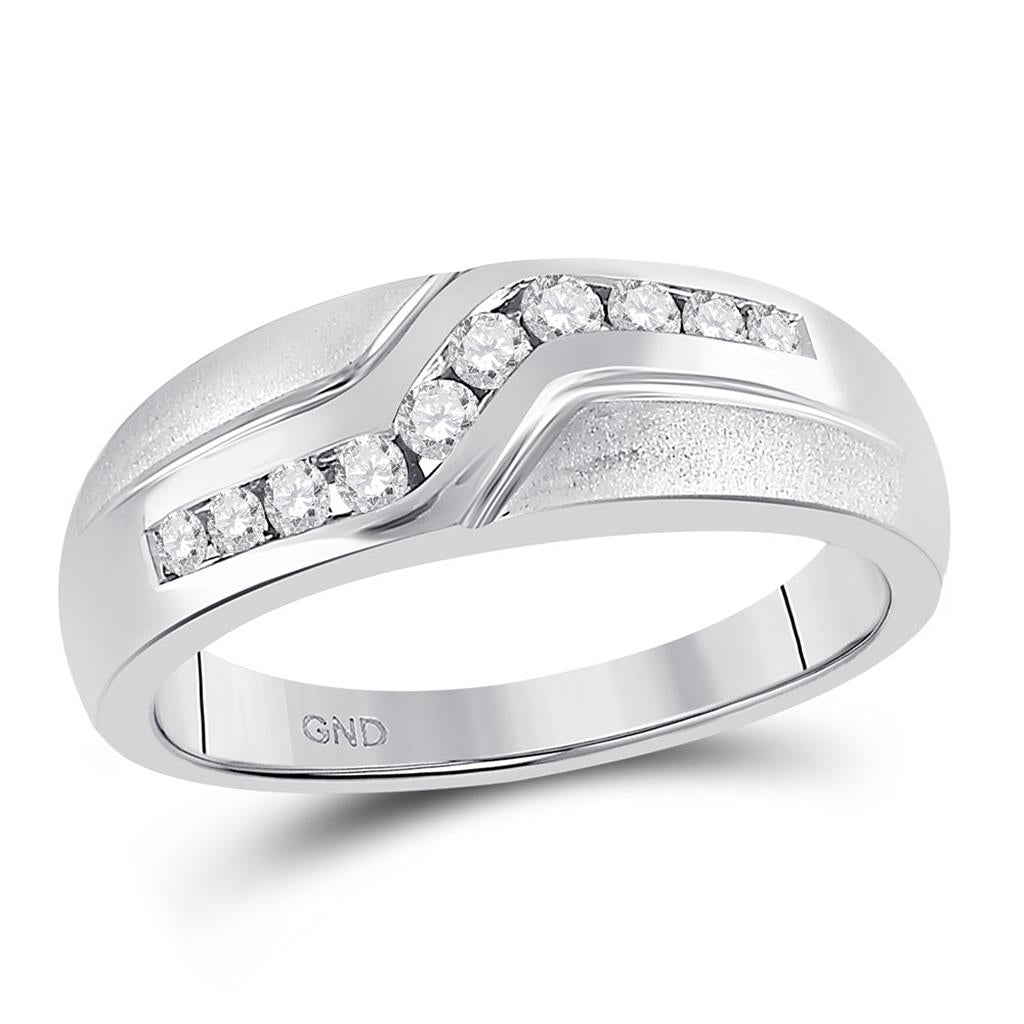 14k White Gold Round Diamond Band Ring 1/3 Cttw
