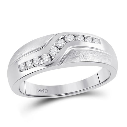 14k White Gold Round Diamond Band Ring 1/3 Cttw