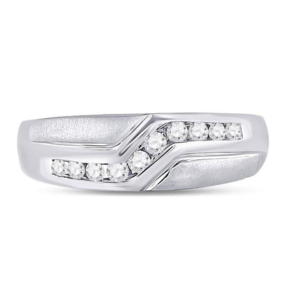 14k White Gold Round Diamond Band Ring 1/3 Cttw