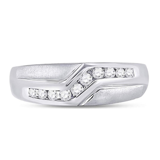 14k White Gold Round Diamond Band Ring 1/3 Cttw