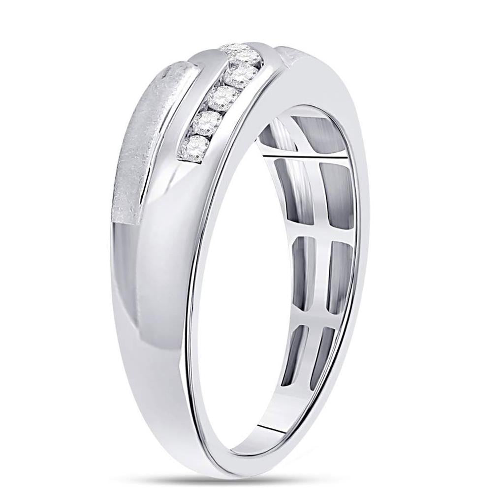 14k White Gold Round Diamond Band Ring 1/3 Cttw