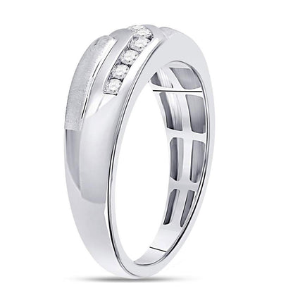 14k White Gold Round Diamond Band Ring 1/3 Cttw