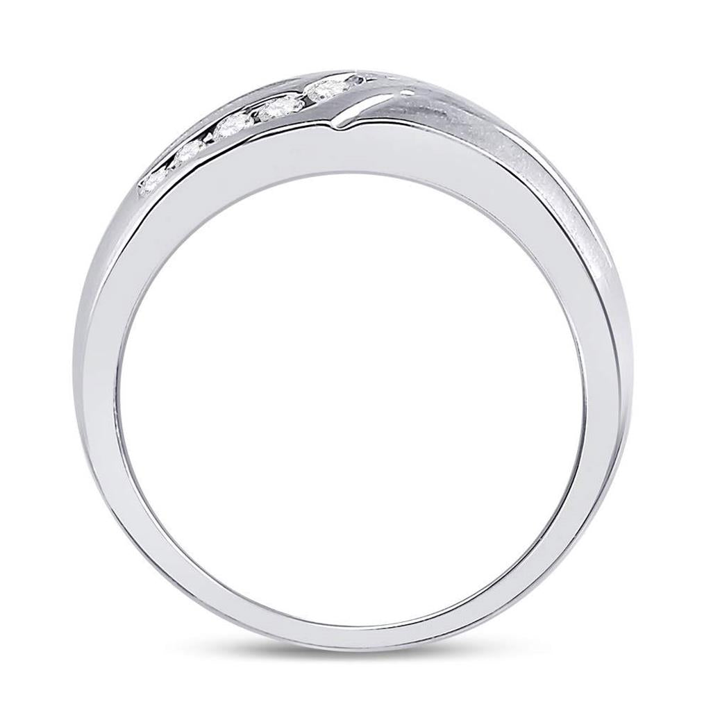 14k White Gold Round Diamond Band Ring 1/3 Cttw