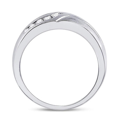 14k White Gold Round Diamond Band Ring 1/3 Cttw