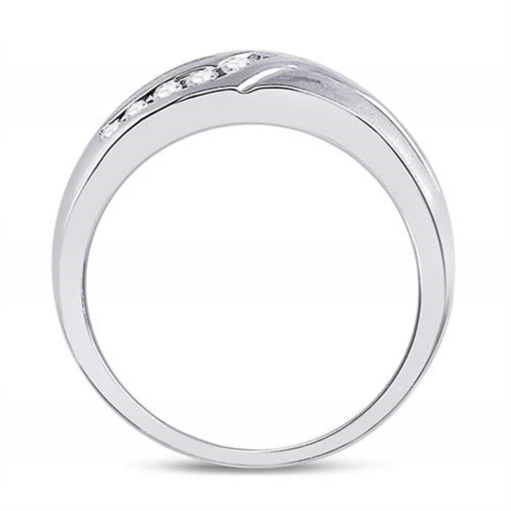 14k White Gold Round Diamond Band Ring 1/3 Cttw