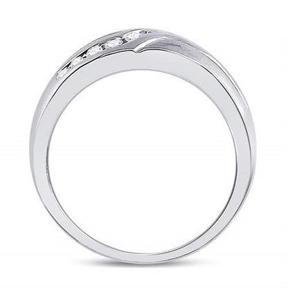 14k White Gold Round Diamond Band Ring 1/3 Cttw